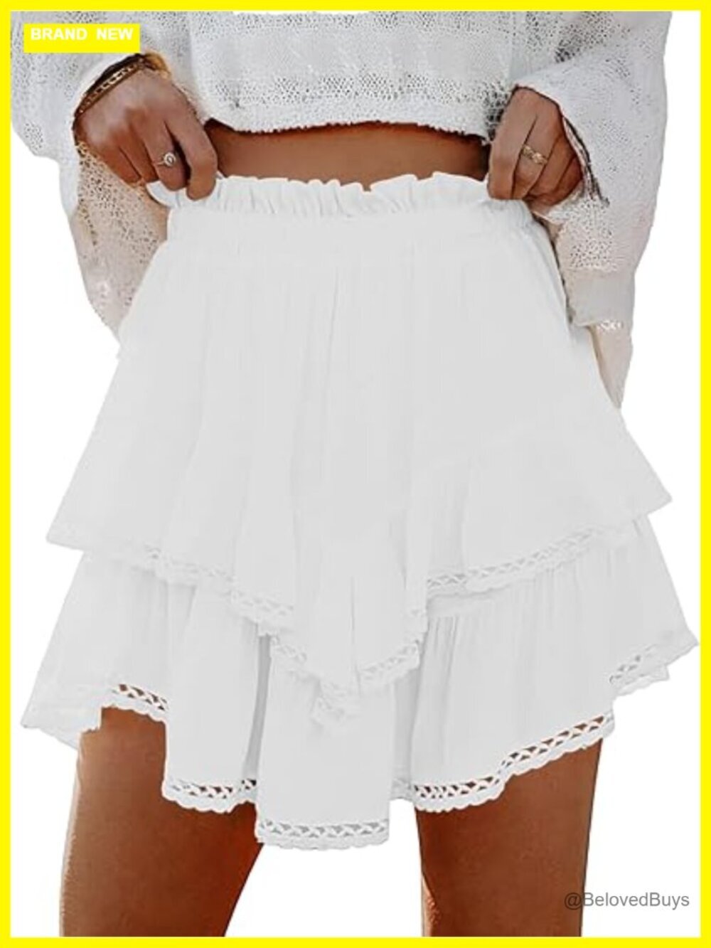 High Waisted Ruffle Tiered Flowy Skorts with Shorts Underneath